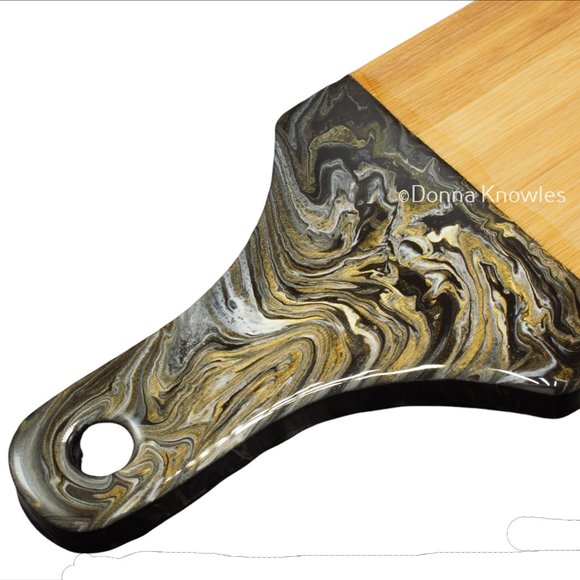 NWOT Fluid Art Bamboo Serving Paddle, Cheese Board - Picture 3 of 9